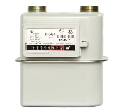 Бытовые диафрагменные счётчики газа ВК-G1,6; ВК-G2,5; ВК-G4 и бытовой диафрагменный счётчик ВК-G4Т с механической температурной компенсацией.